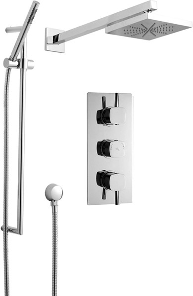 Larger image of Hudson Reed Kia Triple Thermostatic Shower Valve, Slide Rail & Handset.