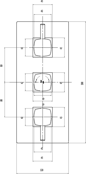 Technical image of Hudson Reed Kia Triple Thermostatic Shower Valve, Slide Rail & Handset.