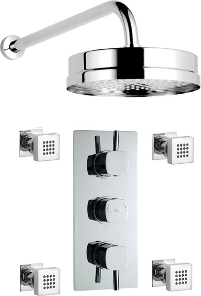 Larger image of Hudson Reed Kia Triple Thermostatic Shower Valve, Head & Jets.