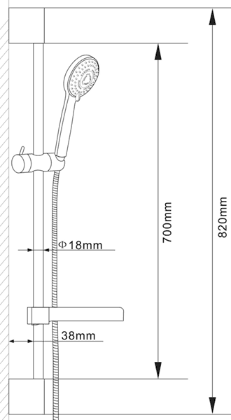 Technical image of Hudson Reed Xeta Twin Concealed Thermostatic Shower Valve & Slide Rail.