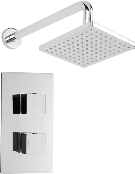 Larger image of Hudson Reed Kubix Twin Concealed Thermostatic Shower Valve & Fixed Head.