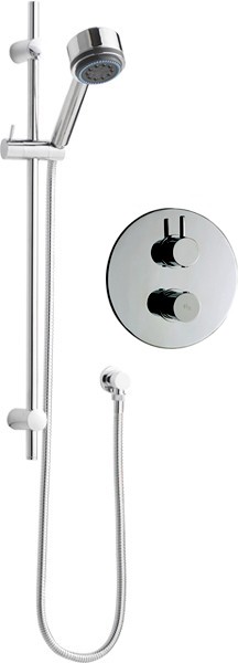 Larger image of Hudson Reed Clio Twin Thermostatic Shower Valve, Slide Rail & Handset.