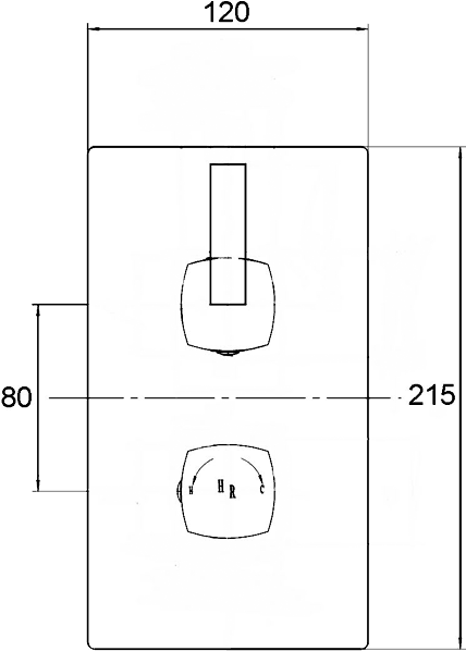 Technical image of Hudson Reed Kia Twin Concealed Thermostatic Shower Valve With Diverter.