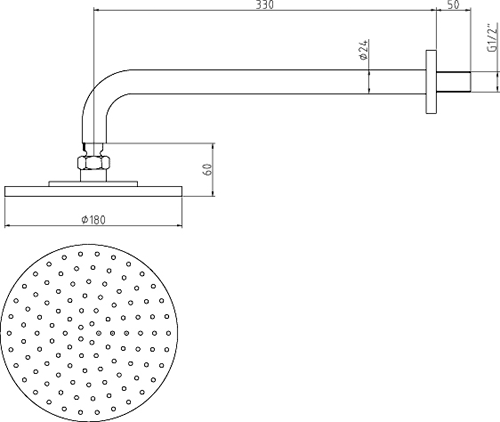 Technical image of Hudson Reed Xeta Twin Thermostatic Shower Valve, Diverter, Head & Slide Rail.