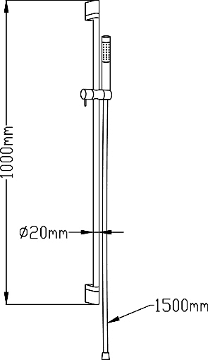 Technical image of Component Slimline Slide Rail Kit With Pencil Shower Handset & Hose (Chrome).