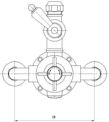 Technical image of Ultra Showers Traditional Exposed Thermostatic Shower Valve & Rigid Riser.