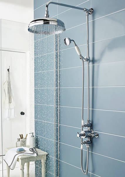 Larger image of Ultra Showers Triple Exposed Thermostatic Shower Valve & Riser Kit.