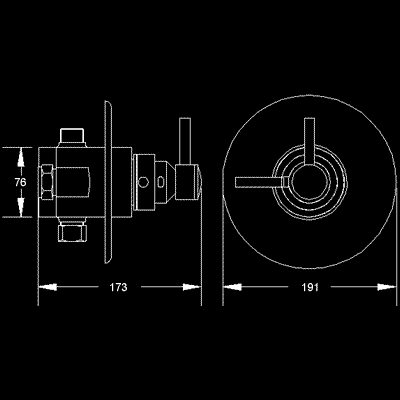 Technical image of Hudson Reed Tec Minimalist dual thermostatic shower valve.