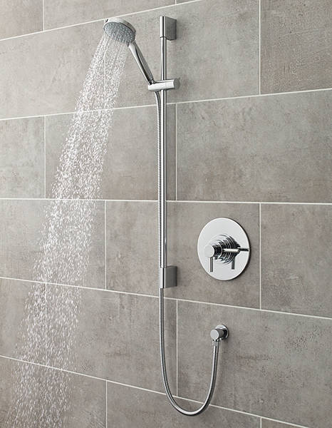 Larger image of Ultra Spirit Thermostatic Dual Shower Valve With Slimline Slide Rail Kit.