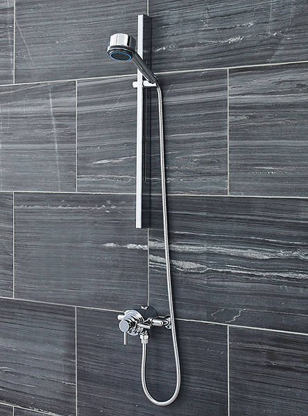 Larger image of Ultra Spirit Dual Exposed Thermostatic Shower Valve & Slide Rail Kit (Chrome).