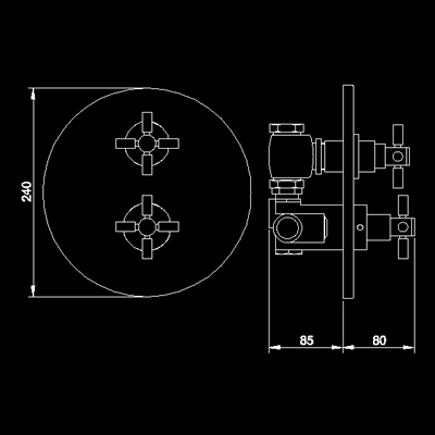 Technical image of Hudson Reed Tec Twin concealed thermostatic shower valve