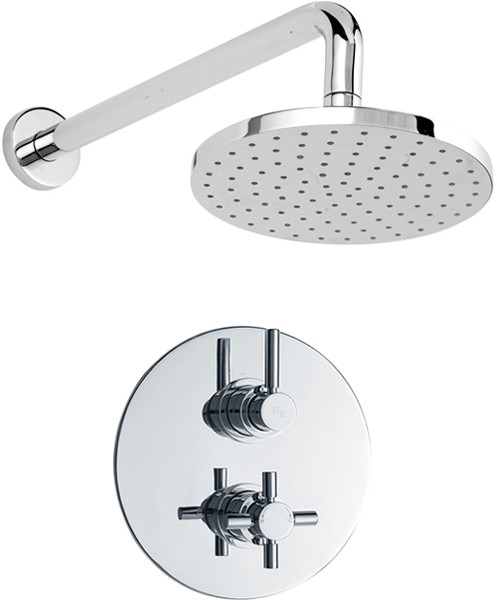 Larger image of Hudson Reed Tec Twin Thermostatic Shower Valve & 7" Fixed Shower Head.