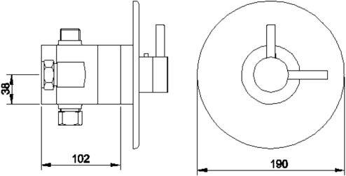 Technical image of Hudson Reed Tec Dual Thermostatic Shower Valve, Slide Rail Kit & Handset.