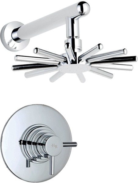 Larger image of Hudson Reed Tec Dual Thermostatic Shower Valve & Cloudburst Shower head.