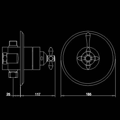 Technical image of Hudson Reed Lowry Dual concealed thermostatic shower valve