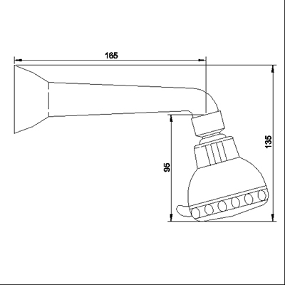 Technical image of Ultra Showers Ocean Manual Concealed Shower Valve & Fixed Shower Head.