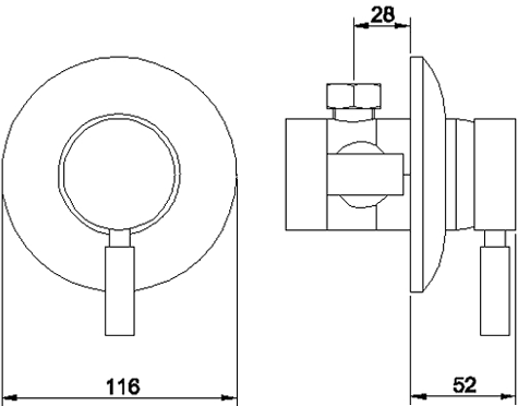 Technical image of Hudson Reed Tec Manual Concealed Shower Valve & Fixed Shower Head.