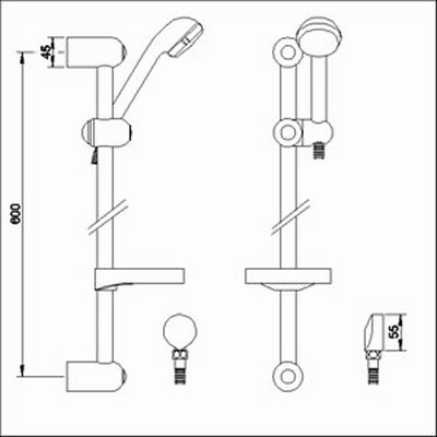 Technical image of Component Modern slide rail kit with easy clean handset