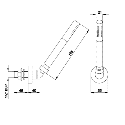 Technical image of Hudson Reed Tec Minimialist fixed shower head