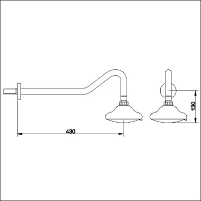 Technical image of Component Luxury easy clean fixed shower head and arm