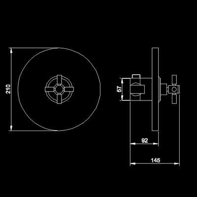 Technical image of Hudson Reed Tec X Head Sequential concealed thermostatic valve