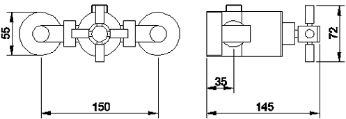 Technical image of Hudson Reed Tec Sequential thermostatic valve with X head