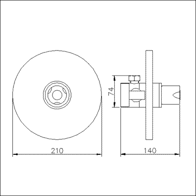 Technical image of Ultra Line Concealed thermostatic sequential shower valve.