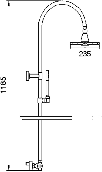 Technical image of Hudson Reed Bar Shower Thermostatic Bar Shower Valve & Infinity Riser Set.
