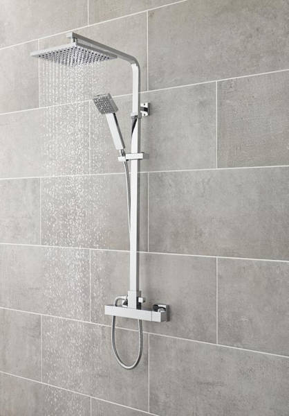 Larger image of Ultra Showers Square Thermostatic Bar Shower Valve & Riser Kit.