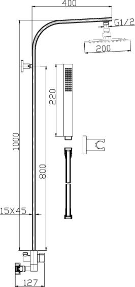 Technical image of Component Corso Rigid Riser Kit (Chrome).