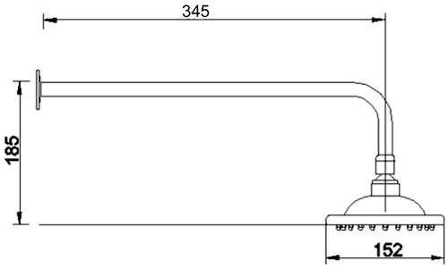 Technical image of Component Traditional 6" fixed shower head and arm