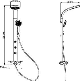 Technical image of Hudson Reed Showers Domino Thermostatic Shower Panel (White).