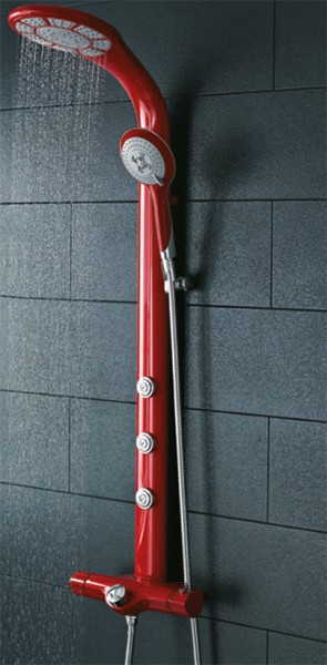 Example image of Hudson Reed Showers Domino Thermostatic Shower Panel (Red).