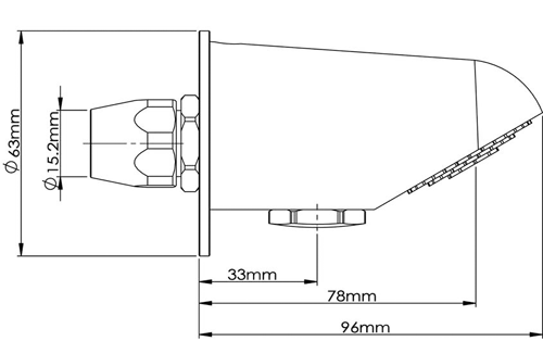 Technical image of Ultra Showers Concealed Non-Concussive Shower Valve & Anti-Vandal Head.