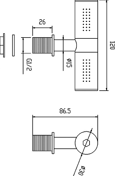 Technical image of Component 2 x Swivel Body Jets (Chrome).