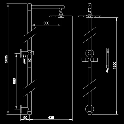 Technical image of Hudson Reed Dream Shower Ra