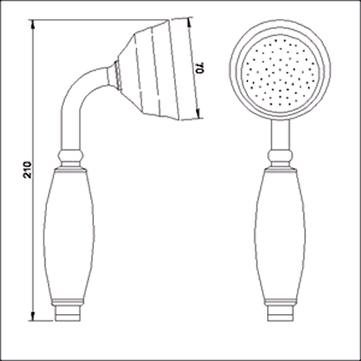 Technical image of Component Large traditonal handset in antique gold.