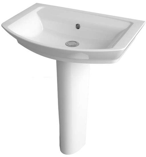 Example image of Hudson Reed Maya Flush To Wall Toilet With Basin & Full Pedestal.