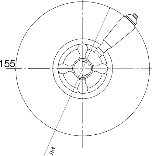 Technical image of Nuie Beaumont Traditional Dual Concealed Thermostatic Shower Valve.