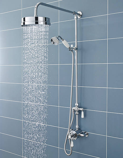 Larger image of Ultra Showers Traditional Dual Thermostatic Shower Valve & Rigid Riser Kit.