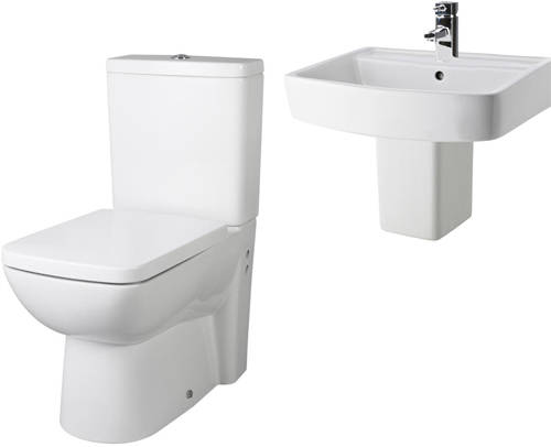 Larger image of Premier Ambrose Bathroom Suite With Toilet & 520mm Wall Hung Basin.