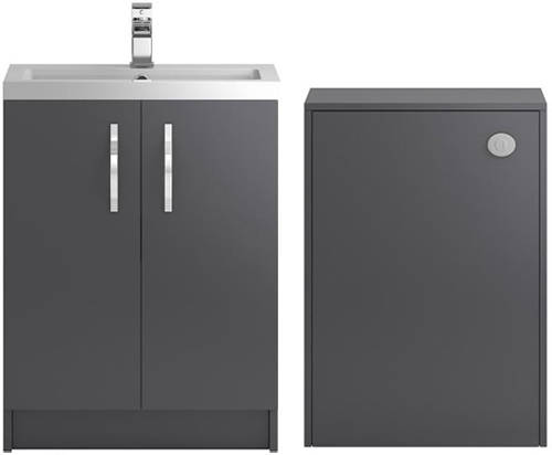 Larger image of Hudson Reed Apollo Vanity Unit 600mm, Basin & WC Unit 600mm (Grey).