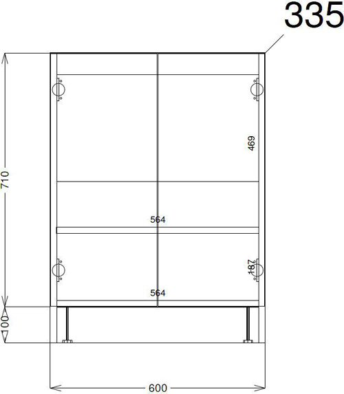 Technical image of Hudson Reed Apollo Vanity Unit 600mm, Basin & WC Unit 600mm (Grey).