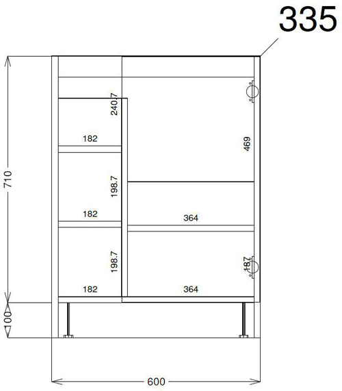 Technical image of Hudson Reed Apollo Vanity Unit 600mm, Basin & WC Unit 600mm (Grey).