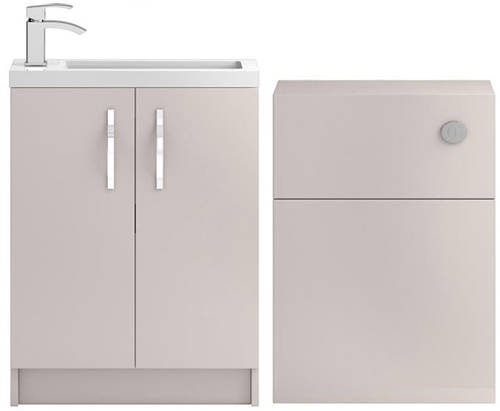 Larger image of HR Apollo Compact Vanity Unit 600mm, Basin & WC Unit 600mm (Cashmere).