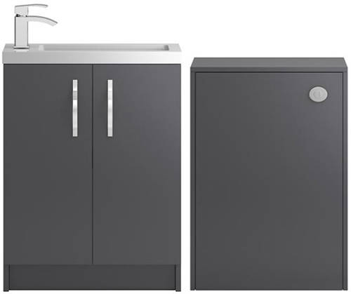 Larger image of HR Apollo Compact Vanity Unit 600mm, Basin & WC Unit 600mm (Grey).