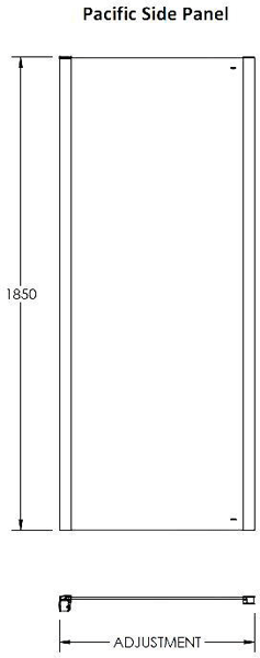 Technical image of Nuie Enclosures Square Shower Enclosure With Pivot Door (800x800).