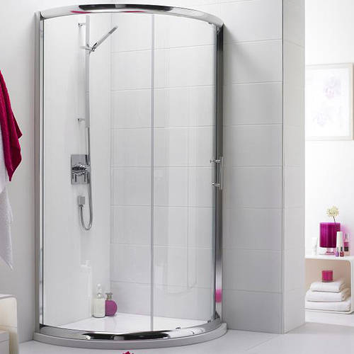 Larger image of Nuie Enclosures D Shaped Corner Shower Enclosure & Tray.