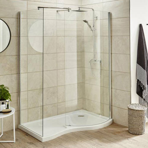 Larger image of Nuie Enclosures Walk In Shower Enclosure & Tray (Right Handed, 1395x906).