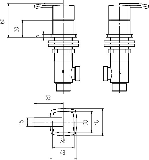 Technical image of Hudson Reed Arcade Freeflow Bath Filler Tap With Pop Up Waste & Overflow.